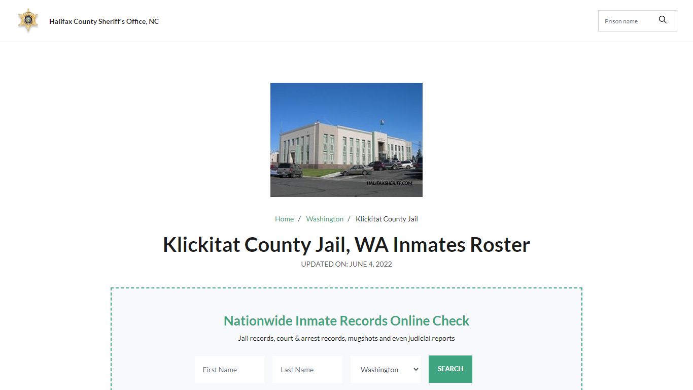 Klickitat County Jail, WA Jail Roster, Name Search